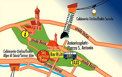 Map of Ortisei in Val Gardena